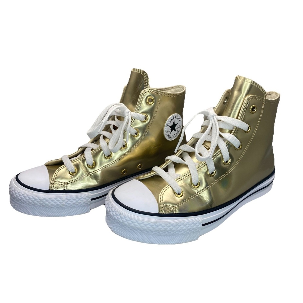 Converse Chuck Taylor EVA Lift Gold Mettalic Kids Size 5.5 Youth Platform Snkers